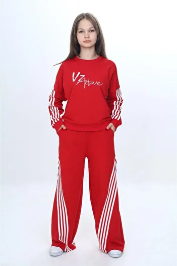 Joui Co Children's Oversize Tracksuit Set - 100% Cotton 2 Thread Stripe Detailed Comfortable Fit