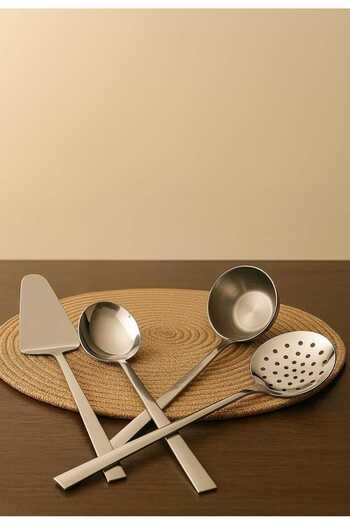 KEREM Casual Use 4-Piece Kitchen Set |   Stainless Steel Ladle Colander, Spatula Serving Set