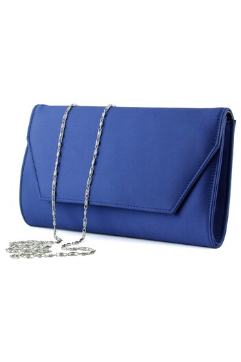 Erkan Saçmacı Elegant Evening Dress Handbag with Navy Blue Satin Chain Strap and Magnetic Closure Inner Pocket