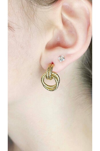 Neon Takı by Atalay Sensitivity Tag and Interlocking Ring Model Stainless Steel Earring 633, Gold Color