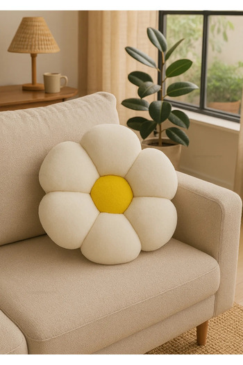 Plush Soft Peluş Papatya Dekoratif Yastık Kırlent Minder - İthal Kumaş - Antialerjik