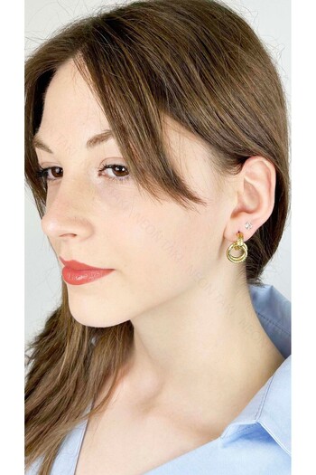 Neon Takı by Atalay Sensitivity Tag and Interlocking Ring Model Stainless Steel Earring 633, Gold Color