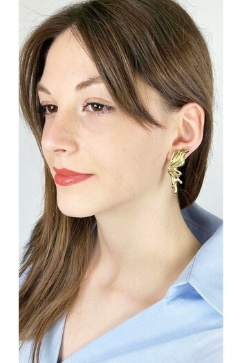 Neon Takı by Atalay Sensitivity Tag and Stainless Steel Earring in Butterfly Form 645, Gold Color