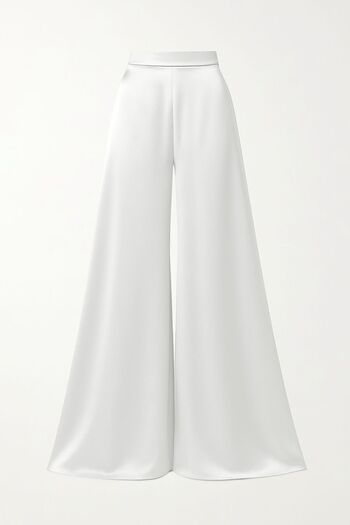 MERT ERKAN White Wide Leg Satin Pocket Trousers
