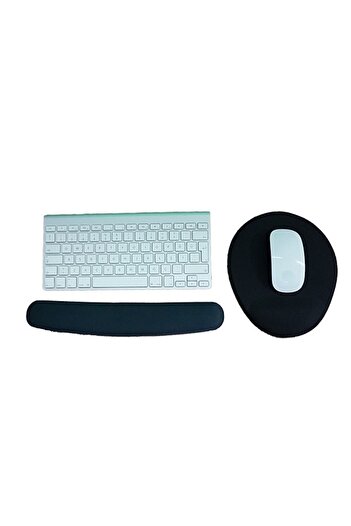 Kenpool 2 lİ Set Yuvarlak + Çubuk Klavye Bilek Destekli Mouse Pad Siyah Bilekli  Fare Mat  Bilgisayar