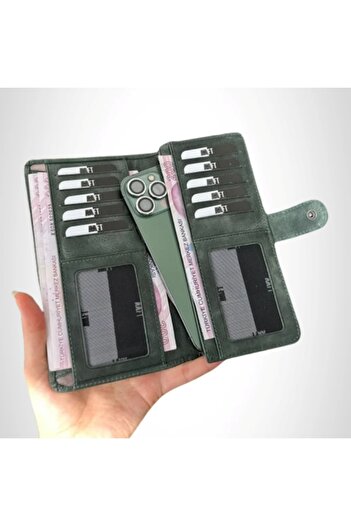 SANATE COLLECTION Hakiki Deri Unisex Cüzdan – Telefon Bölmeli, Kartlıklı Kişiye Özel İsim Yazılır