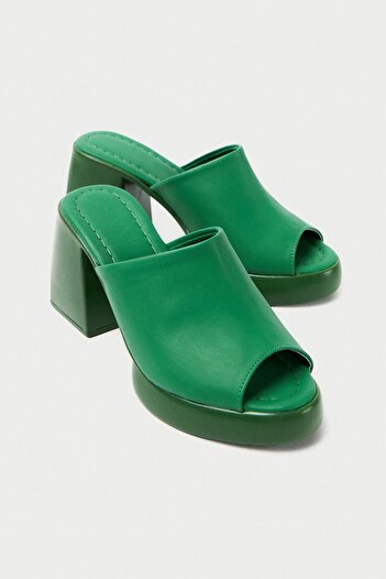 Mubiano 845-Y Thick Sole Green Platform Women's Slippers