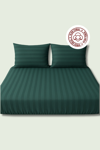 sutra 100% Cotton Satin Deluxe Series Double Size Fitted Sheet Set