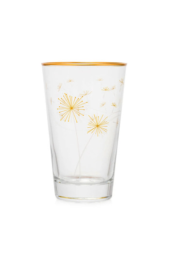 LC Waikiki Gold Flower Printed Glass Water Cup Set of 3 - 400 ml