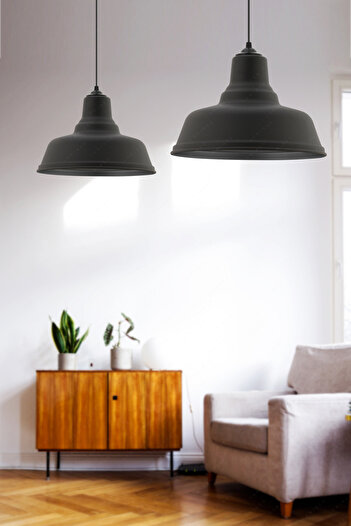 LUMINZO Luma 32 cm Siyah Modern Avize Sarkıt Salon Mutfak Kuaför Cafe Lamba Dekoratif Aydınlatma