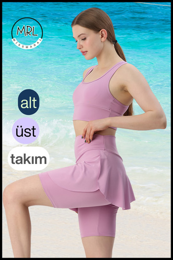 missmaral Women's Set Bottom - Top Biker Shorts Above Knee &Crop Bra Pad Supported in the Sea in the Pool in Sports Llia