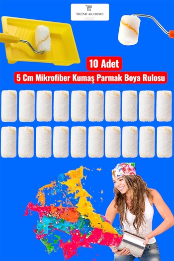 OSKAR FIRÇA 5 CM MİKROFİBER KUMAŞ PARMAK BOYA RULOSU 10 ADET YEDEK RULO BAŞLIĞI (SADECE RULO BAŞLIĞI)