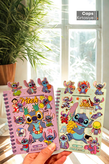 caps anlarınızı paylaştığınız ortağınız Cute Stitch Transparent & Shiny Sticker Concept Notepad & Set - Stiç