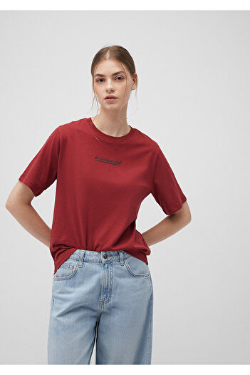 Mavi Γυναικείο μπλουζάκι Maroon Slogan Printed Blue -1612608-88011