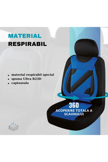SMARTIC Huse scaune auto, Nero, 11 piese, compatibile airbag, usor de curatat, material respirabil
