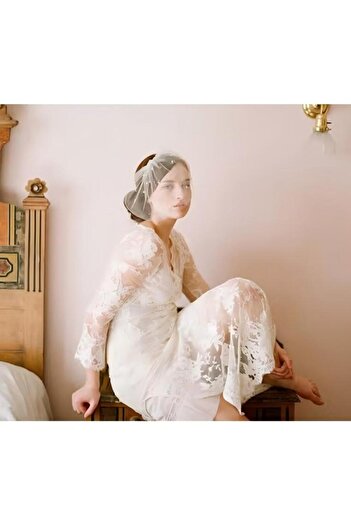fun zone Imitation Pearls Bridal Birdcage Veil,Countryside Short Ivory Pearl Headcloth Wedding Bridal Veil