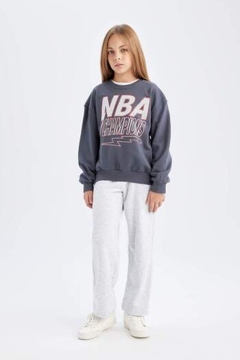 DeFacto Nba Wordmark Patterned - Girl's Oversize Sweatshirt C9508A824Au