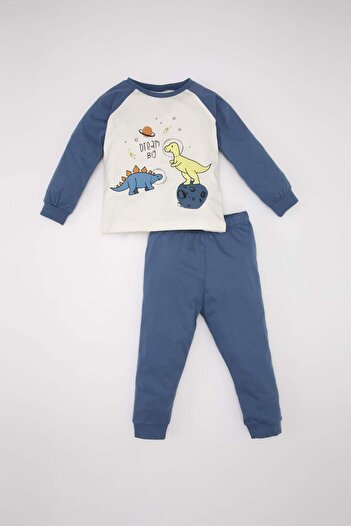 DeFacto Baby Boy Pajamas Set Printed Combed Cotton Long Sleeve Top Long Bottom D1768A524Au