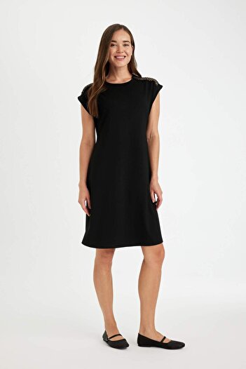 DeFacto Crew Neck Short Sleeve A-line Midi Dress - D4659ax24hs