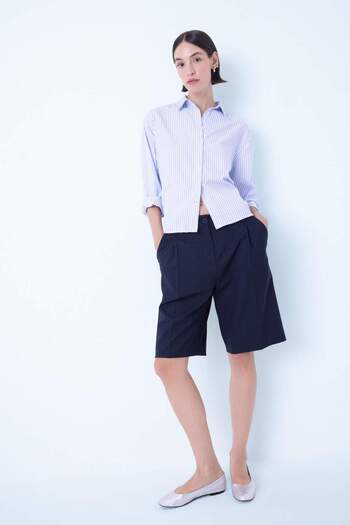 DeFacto Oversize Wide Fit Striped Button Oxford Long Sleeve Shirt D4513Ax24Au