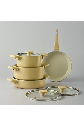 Jumbo Swiss Crystal Dark Cream 7 Piece Cookware Set