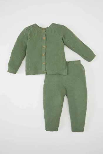 DeFacto Baby Boy 2 csomagos szett Basic sima gombos hosszú ujjú kötöttáru Kardigán elasztikus derékkal kötöttáru alsó C9594A524AU