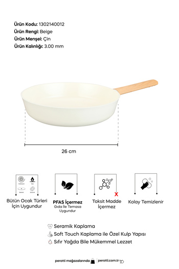 Perotti Danish Cook Beige Induction Pan 26 cm
