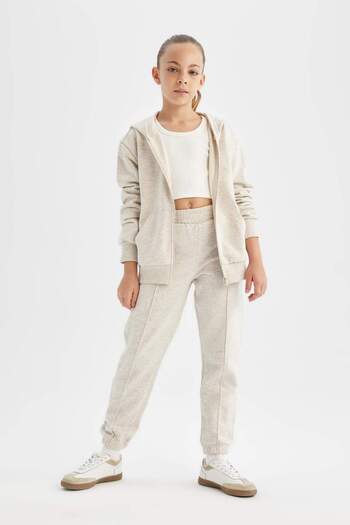 DeFacto Girl's Basic Plain Hooded Zippered School Cardigan C8110A824Au