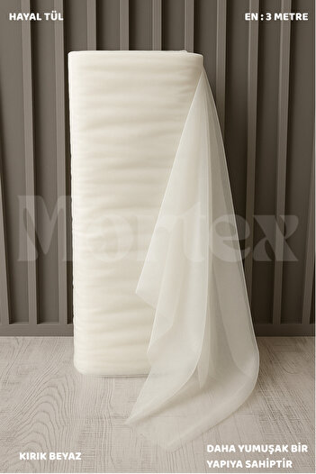 Mortex Off White Dream Tulle 100X300 cm | Engagement, Henna, Wedding, Bundle, Door and Party Decoration Fabric