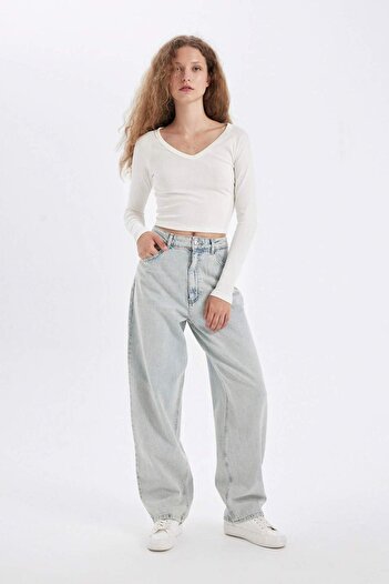 DeFacto Baggy Fit High Waist Long Jean Pants D3894Ax24Hs