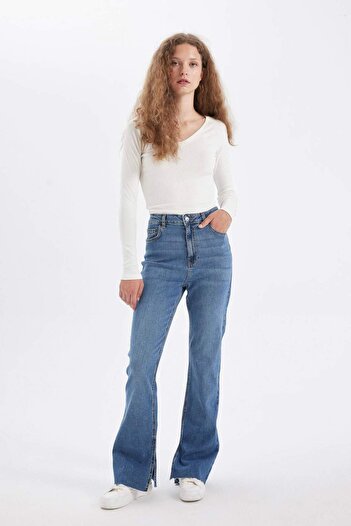 DeFacto Blugi lungi Slit Slim Flare - C7621AX24AU