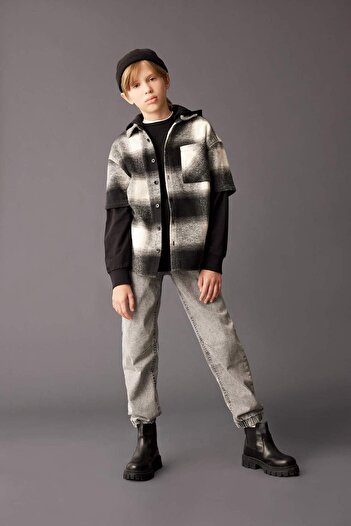 DeFacto Boy's Jogger Jean Trousers - Pockets, Elastic Waist Lace-Up C4601A824Au