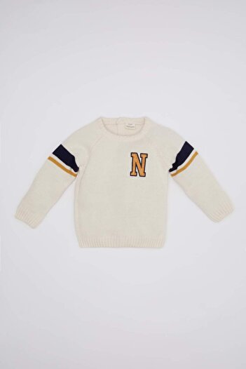DeFacto Baby Boy Crew Neck Embroidered Sweater Sweater C8870A524Wn