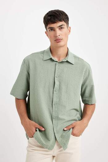 DeFacto Relax Fit Summer Cotton Short Sleeve Shirt D4622Ax24Hs
