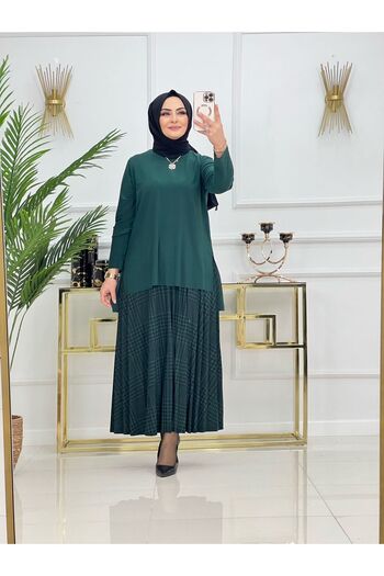 NİSUM MODA Goose Feet Patterned Skirt Suit