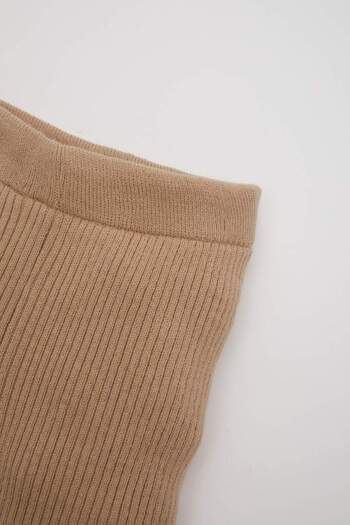 DeFacto Baby Girl Spanish Leg Ribbed Beige Knitwear Leggings C8442A524Wn