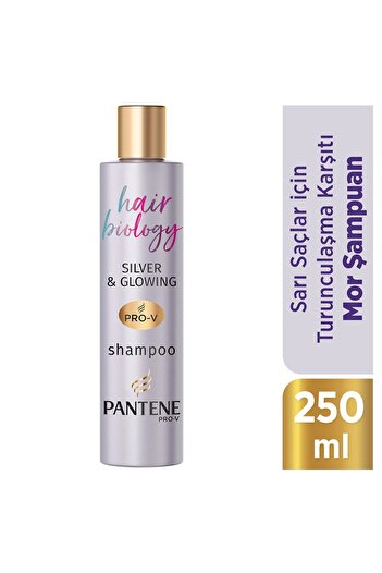 Pantene Hair Biology 250ml Silver/Purple Shampoo - Anti-Orange, For Blonde Hair