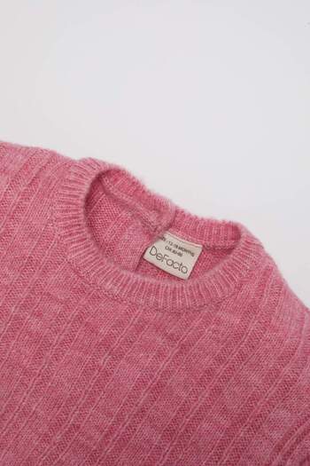 DeFacto Baby Girl Crew Neck Sweater Pink Sweater C8314A524Wn