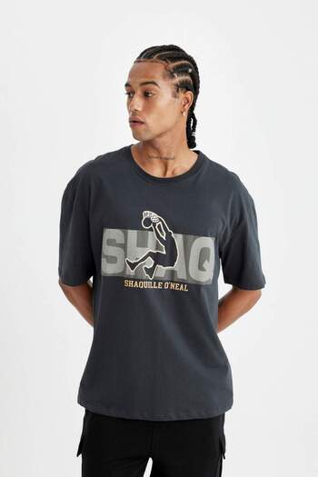 DeFacto DeFactoFit Shaquille ONeal Oversize Φαρδύ μπλουζάκι με κοντό μανίκι C6991AX24HS