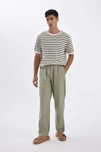DeFacto Relax Fit Relaxed Cut Slim Leg Linen Blended Summer Trousers C1140Ax24Sm