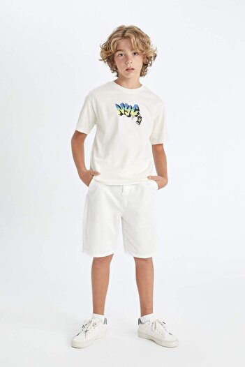 DeFacto Boy's Embroidered Crew Neck Short Sleeve T-Shirt - D2228A824HS