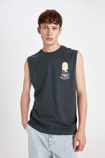 DeFacto Boxy Fit Baskılı Bisiklet Yaka Atlet C5046AX24HS