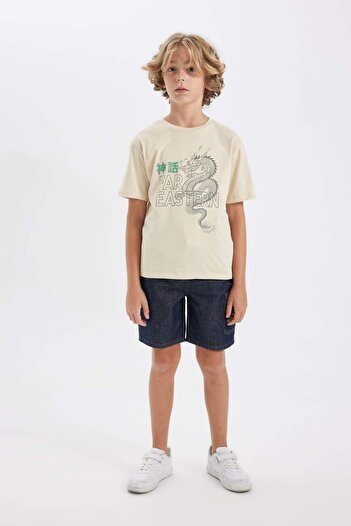 DeFacto Boy's Short Sleeve Printed T-Shirt - Crew Neck C0954A824SM