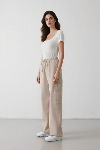 DeFacto High Waist Linen Blended Cool Wide Leg Trousers - C0964AX24SM