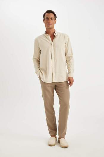 DeFacto Relax Fit Polo Neck Cotton Long Sleeve Shirt C1106Ax24Sm