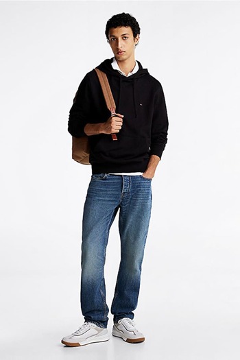 Tommy Hilfiger Pánská mikina s kapucí ESSENTIAL s vyšívaným logem – černá