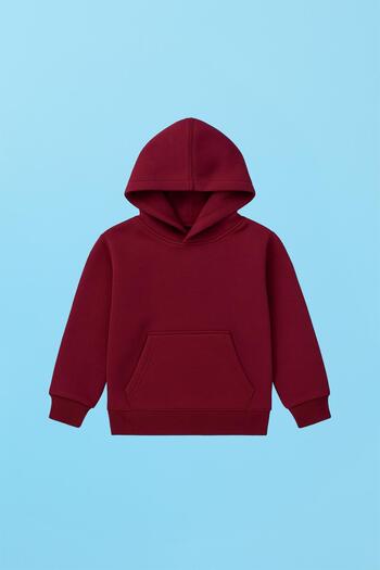 Perendi Unisex Hooded Kangaroo Pocket Hooded Winter Sweatshirt - Claret Red