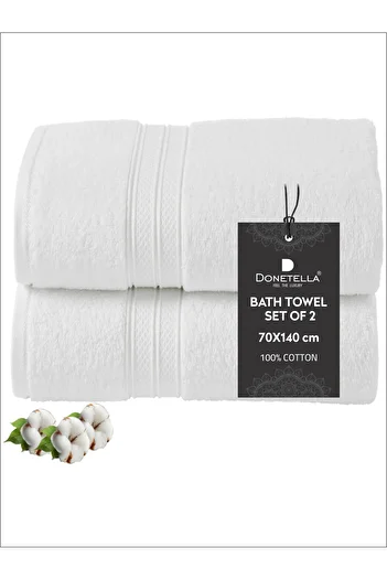 Donetella 2 - Pcs Premium Bath Towels (70x140cm) 600 GSM 100% Combed Cotton