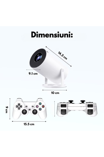 VSM Proiector inteligent 4K cu consolă de jocuri, Android TV 11, WiFi, Bluetooth, proiecție de 130 inchi