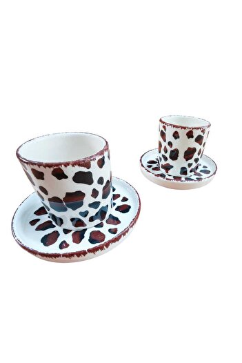 Ganita home Coffee Cup Leopard Pattern 2 Person 4 Piece 100 Ml/New
